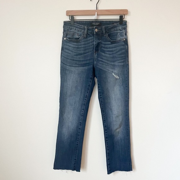 Judy Blue Denim - Judy Blue Straight Fit Distressed Denim Jeans‎ Womens 28 Dark Wash Straight Leg